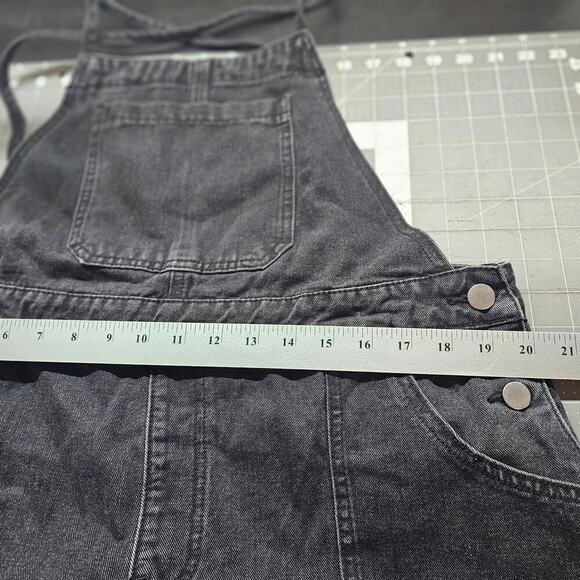 Black Denim Overalls Womens XL Adjustable Wide leg Utility Streetwear Relaxed - Picture 9 of 10